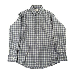 Faherty Brand Shirt Mens Medium Blue Plaid Flannel Button Down Stretch Casual